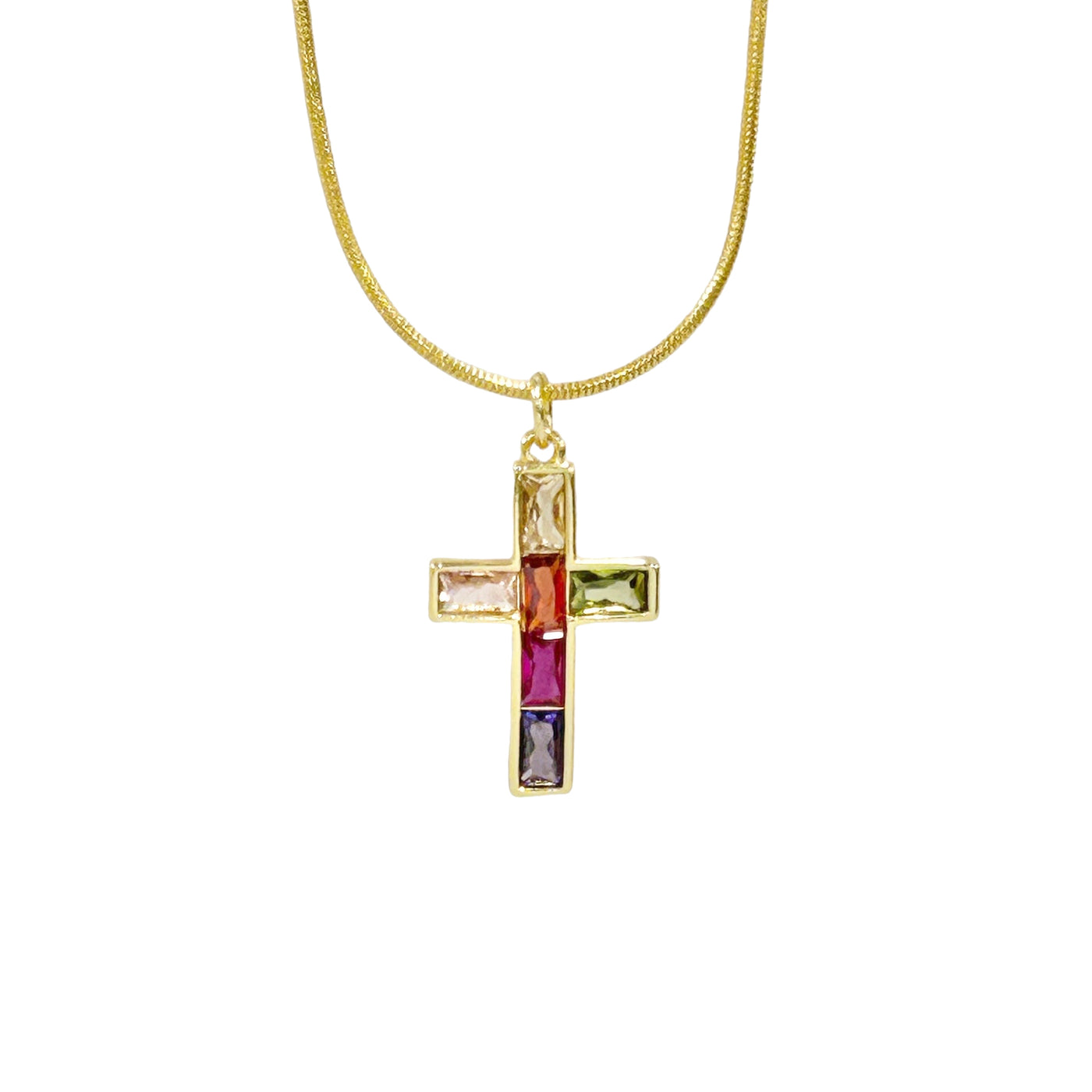 Stained Glass Cross Necklace