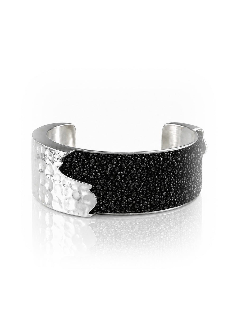 Dallas Silver Cuff – Black Stingray – 1 Inch