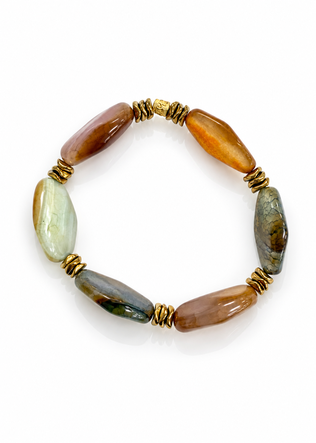 Dreamy Skies bracelet top view with Rustic Cuff logo