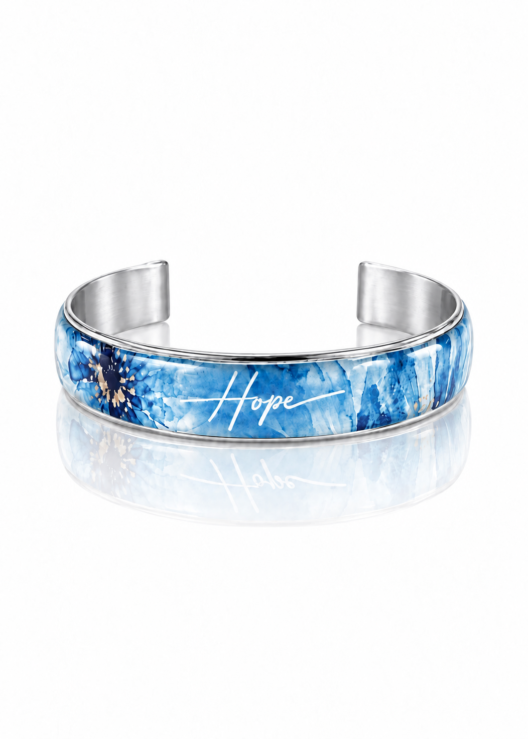Hope Art Deco Cuff – Light Blue – Silver