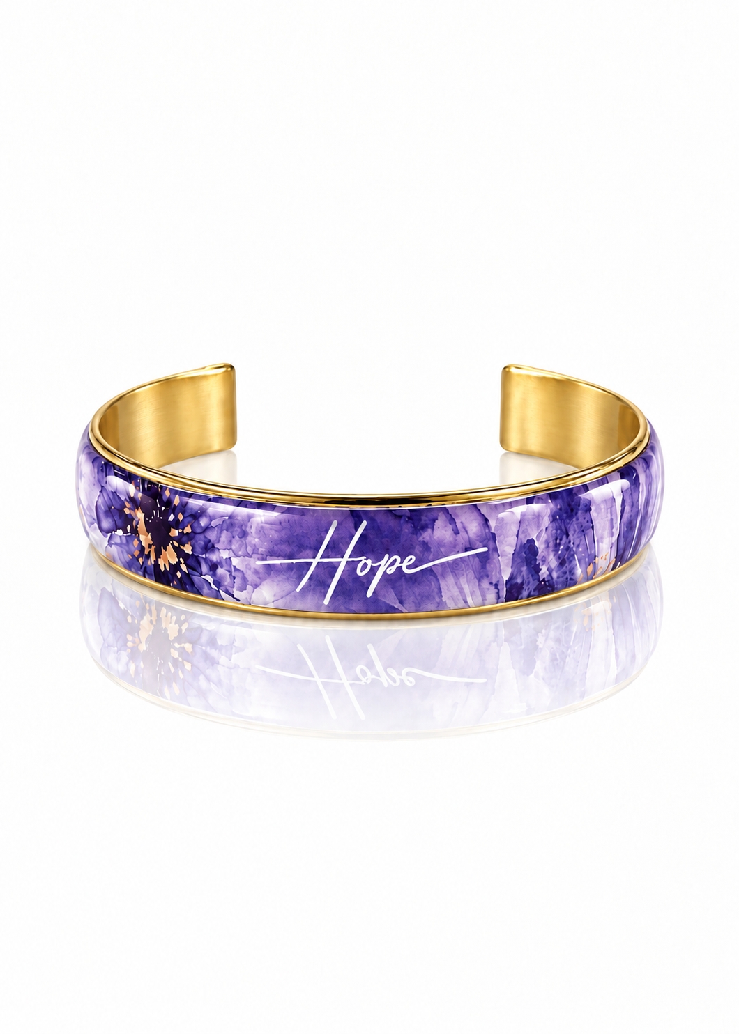 Hope Art Deco Cuff – Purple – Gold