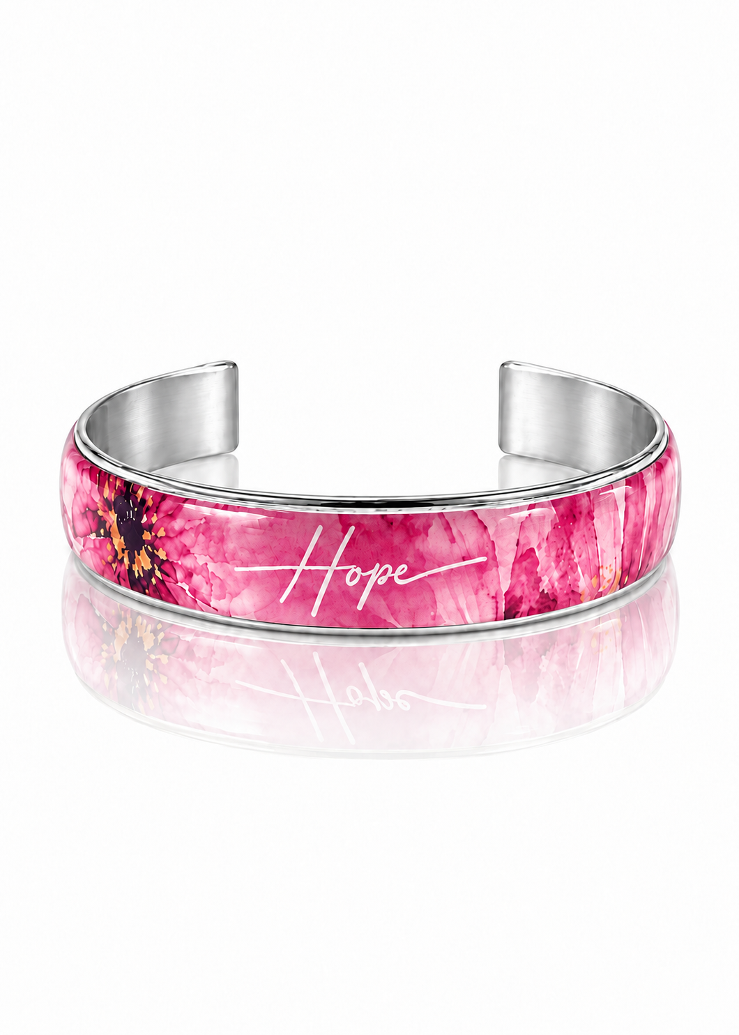 Hope Art Deco Cuff – Rose Pink – Silver