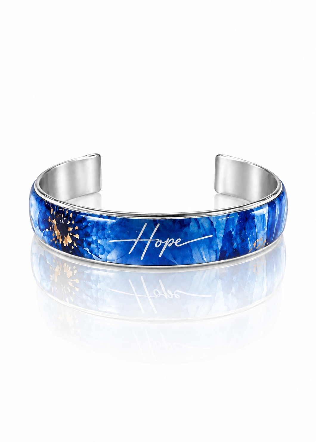 Hope Art Deco Cuff – Royal Blue – Silver