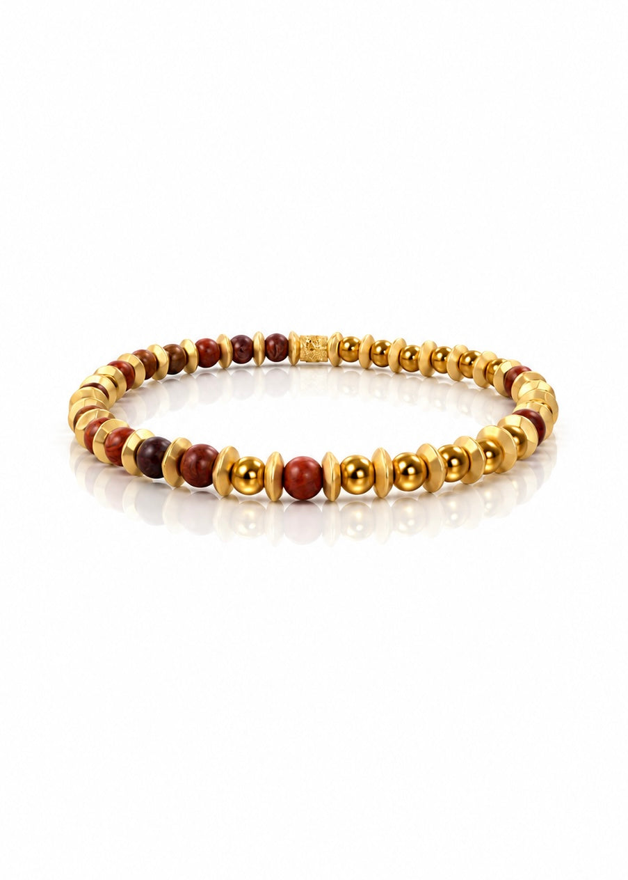 Spice It Up matte red agate and gold bracelet, front view