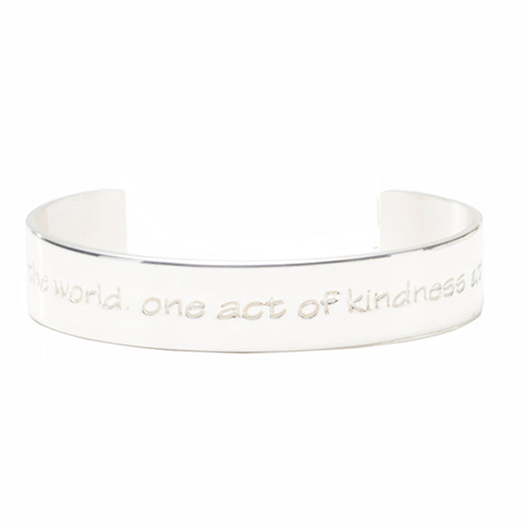 Engraved Quote .5 - Change The World. One Act Of Kindness At A Time - Silver