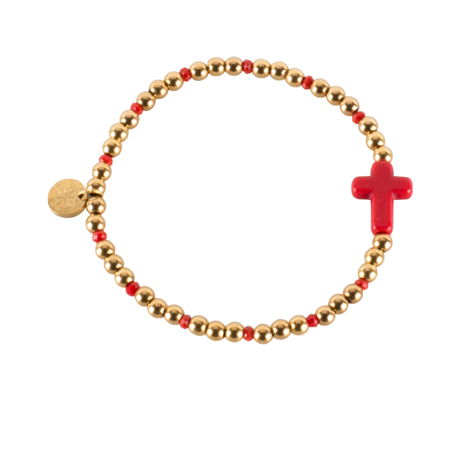 Faith Beaded Gold Bracelet with Cross