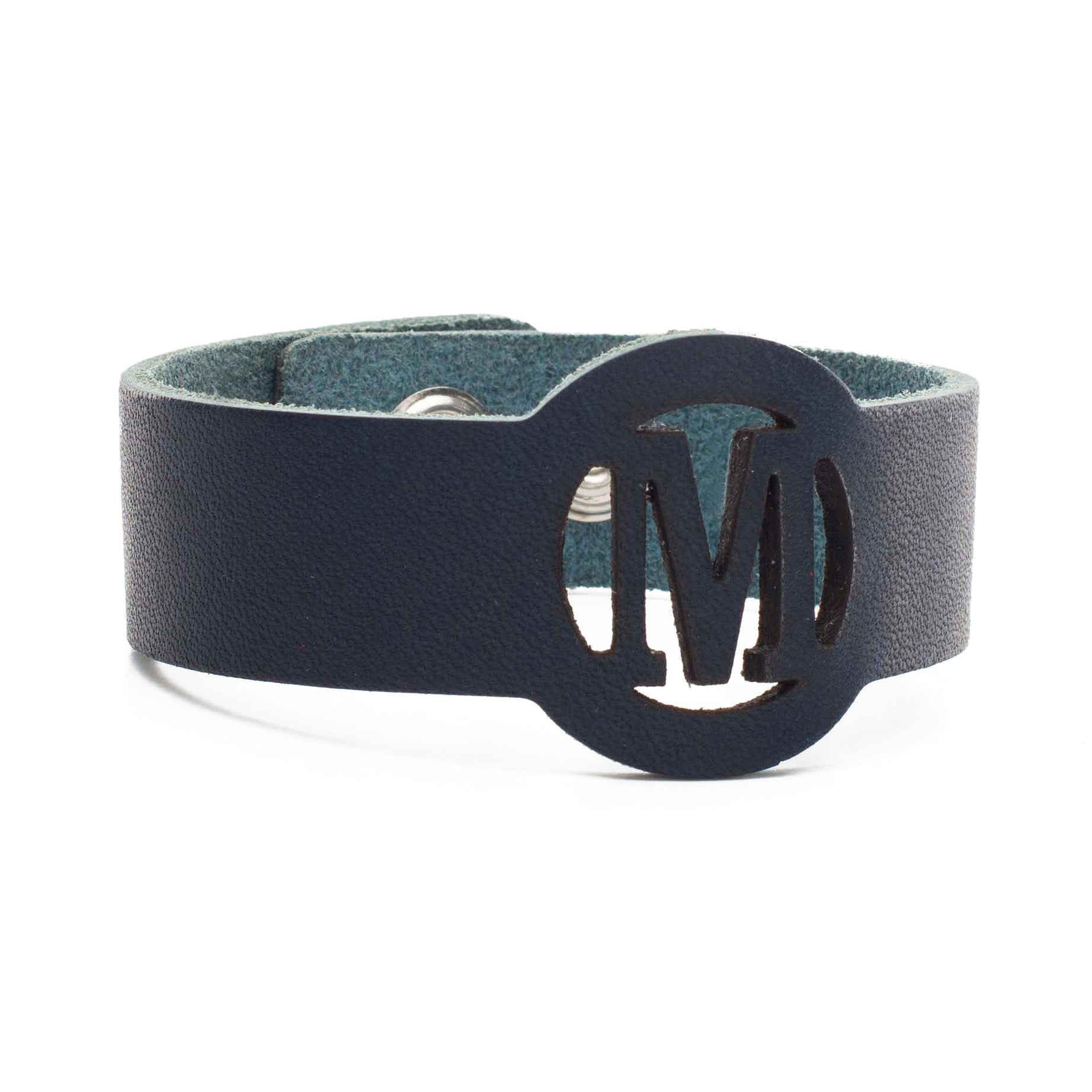 Leather Snap Cuff .75 - Circle Initial Cut Out