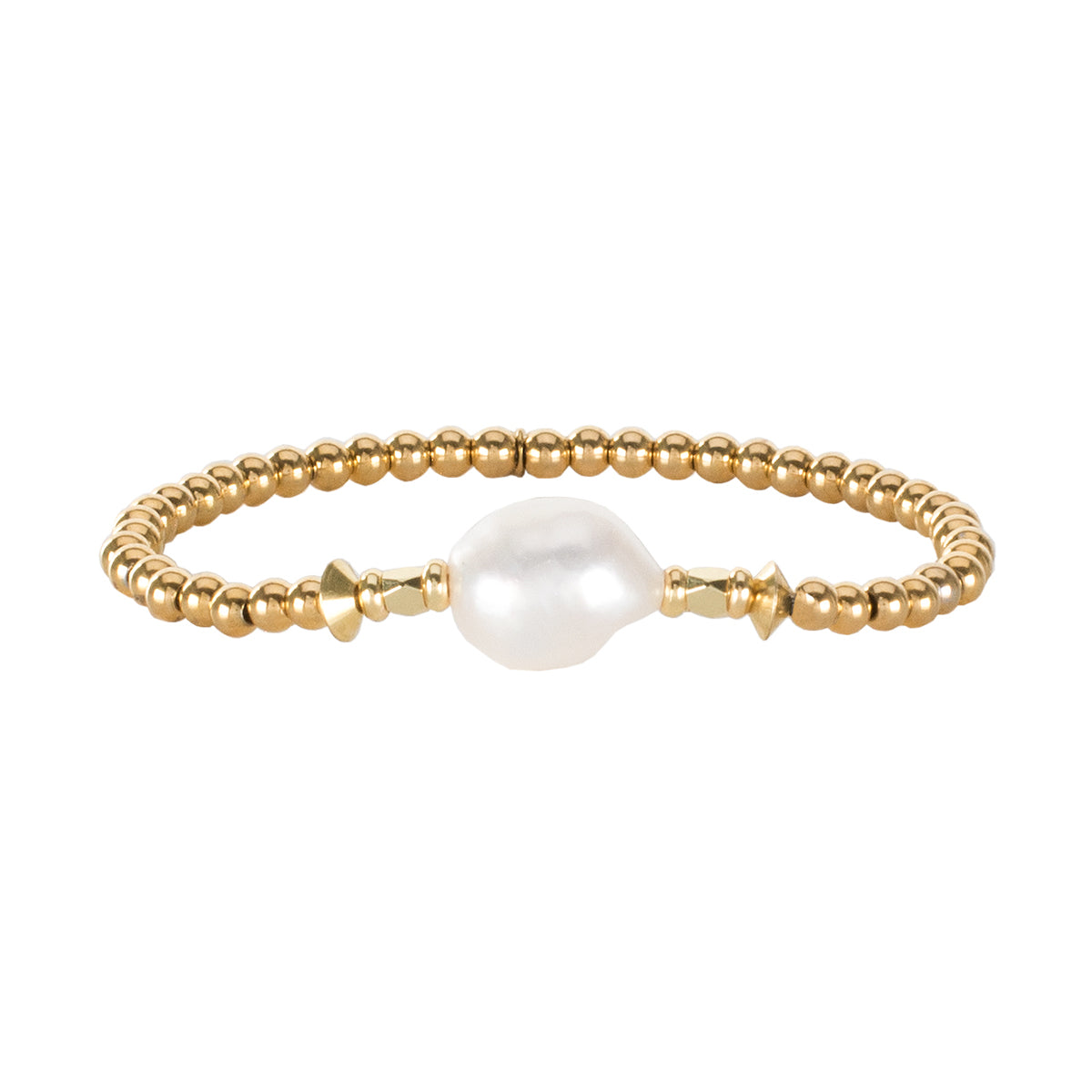 Abigail Gold Beaded Bracelet with Baroque Pearl