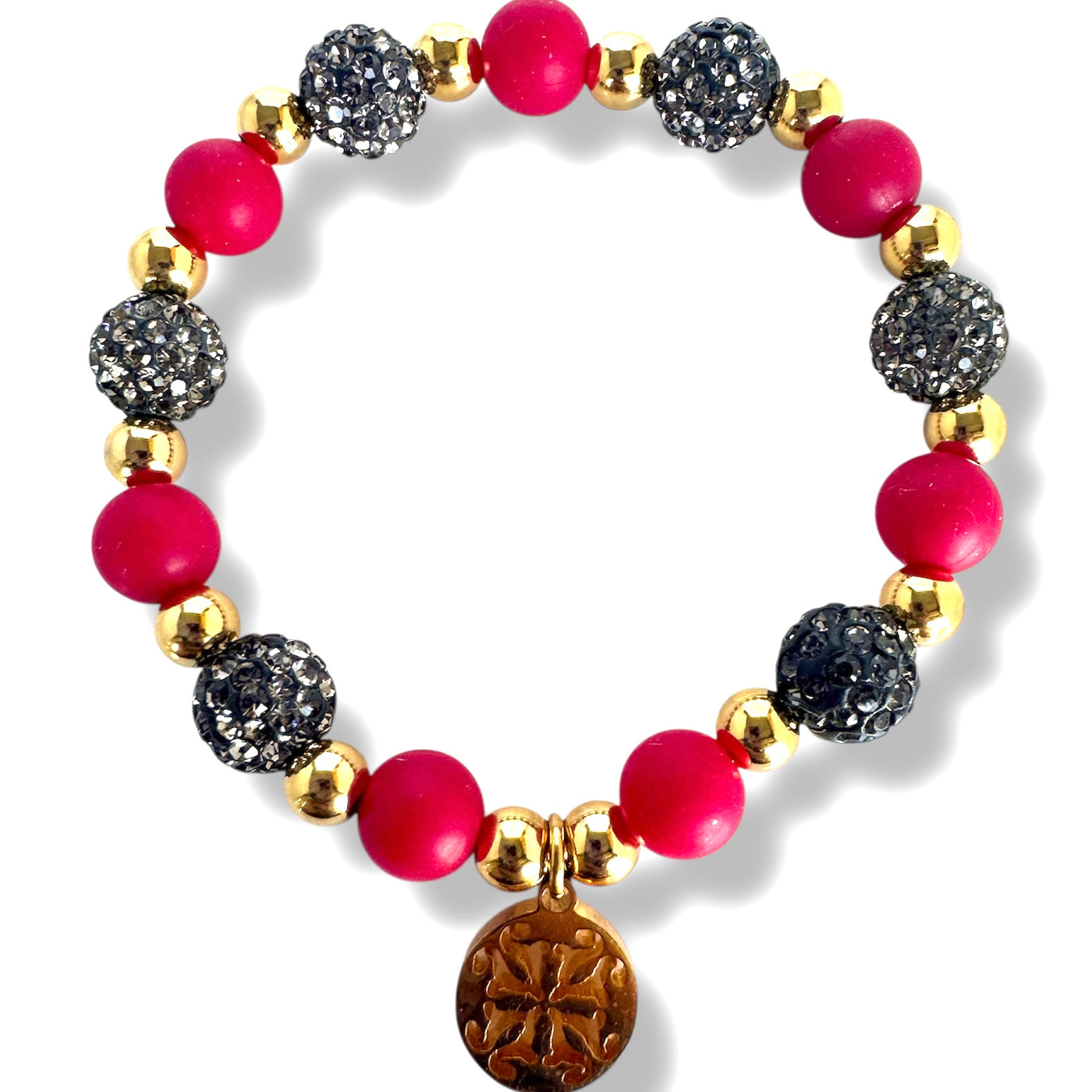 Owasso Red/Pewter Beaded - Gold