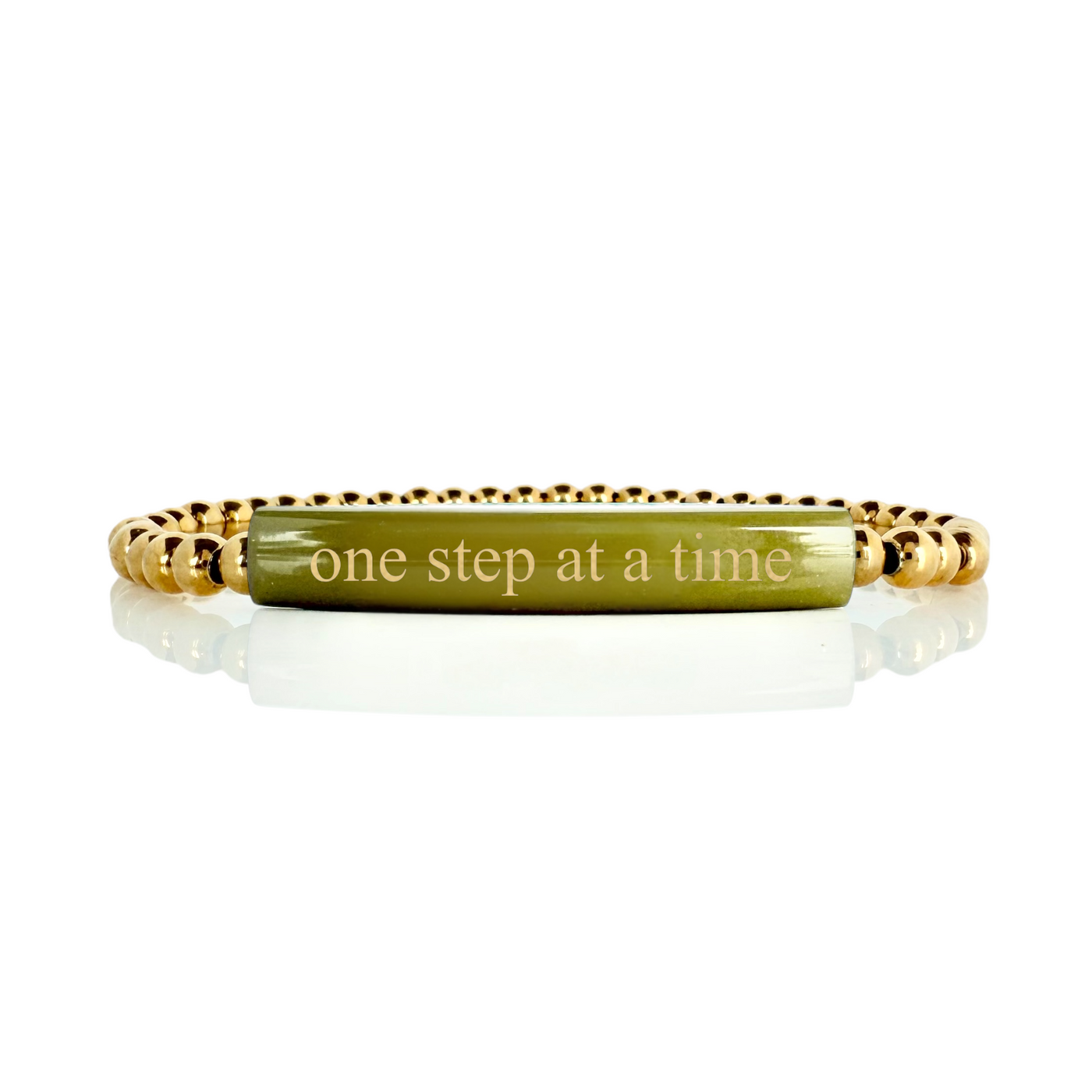 One Step at a Time - Kelly Engraved Olive Green Plate