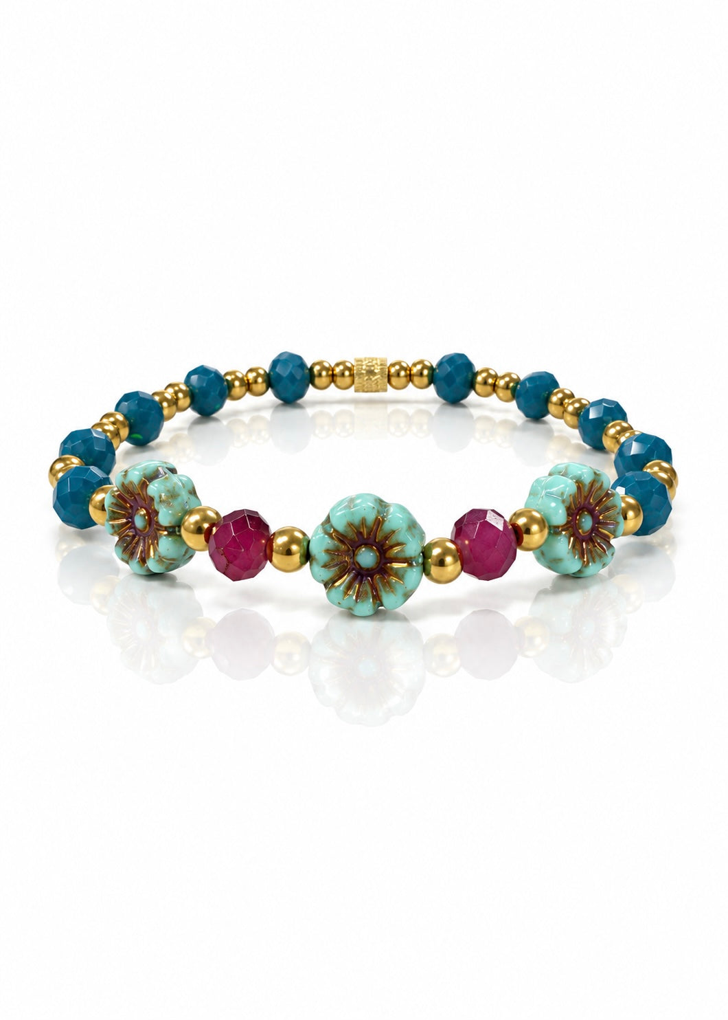 Pressed Flowers - Turquoise/ Pink