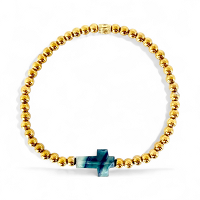 Cross Etched Gemstone - Ombre Jewel Toned - Gold