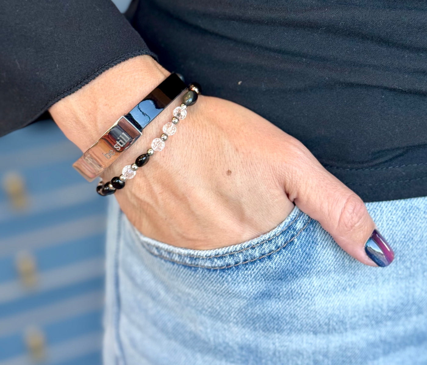 DUO - Black Wrap Engraved Be Still + Midnight Glass