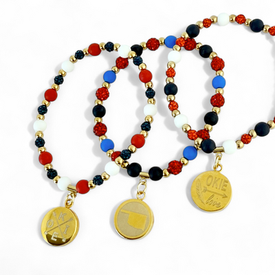 Oklahoma State Map Gold - Red, Cobalt and Black