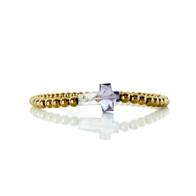 Cross Etched Gemstone - Ombre Amethyst - Gold