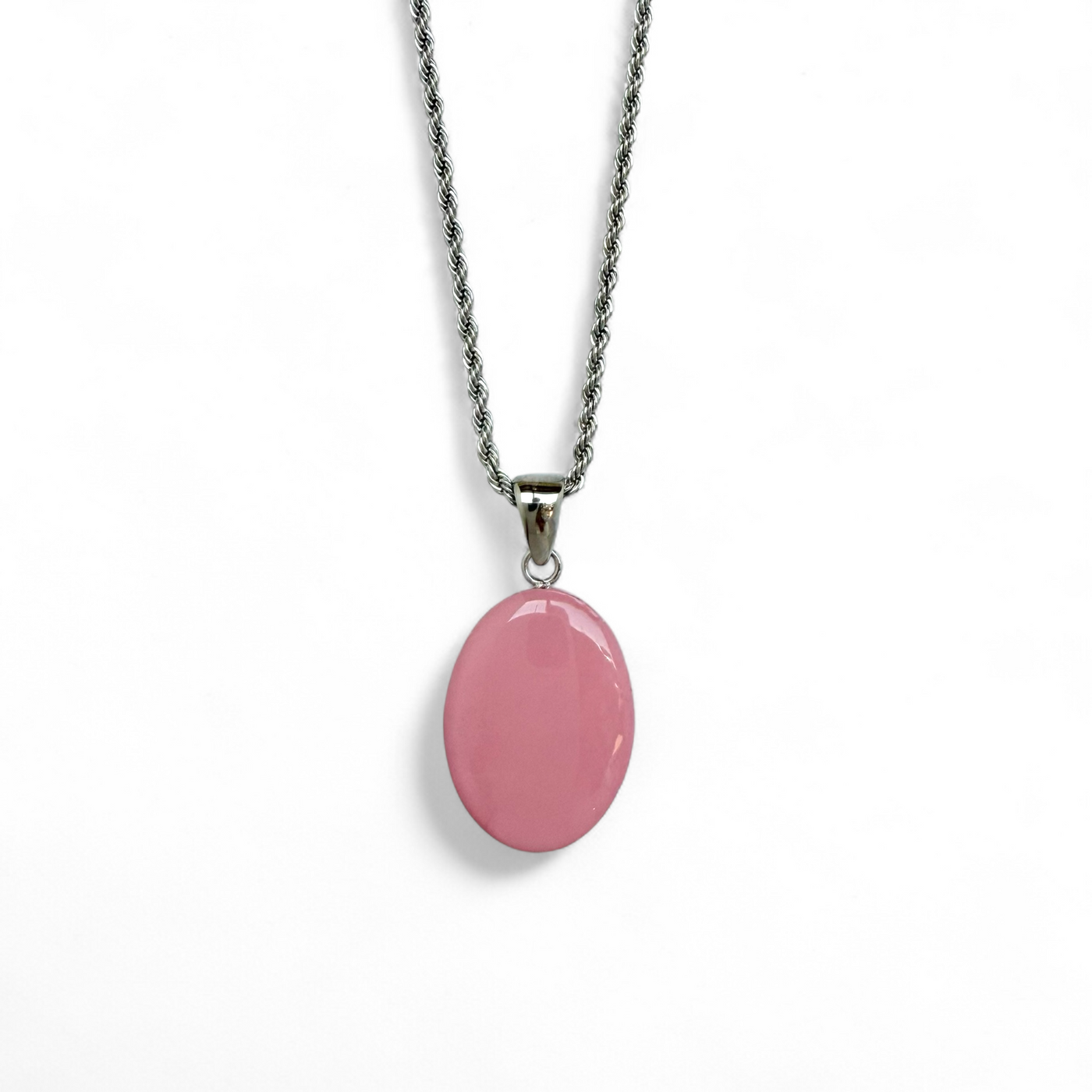 St. Tropez Necklace - Oval - Peony Blush - Silver