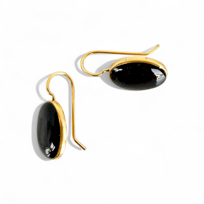 Oval Drop Earring - Plum - Gold