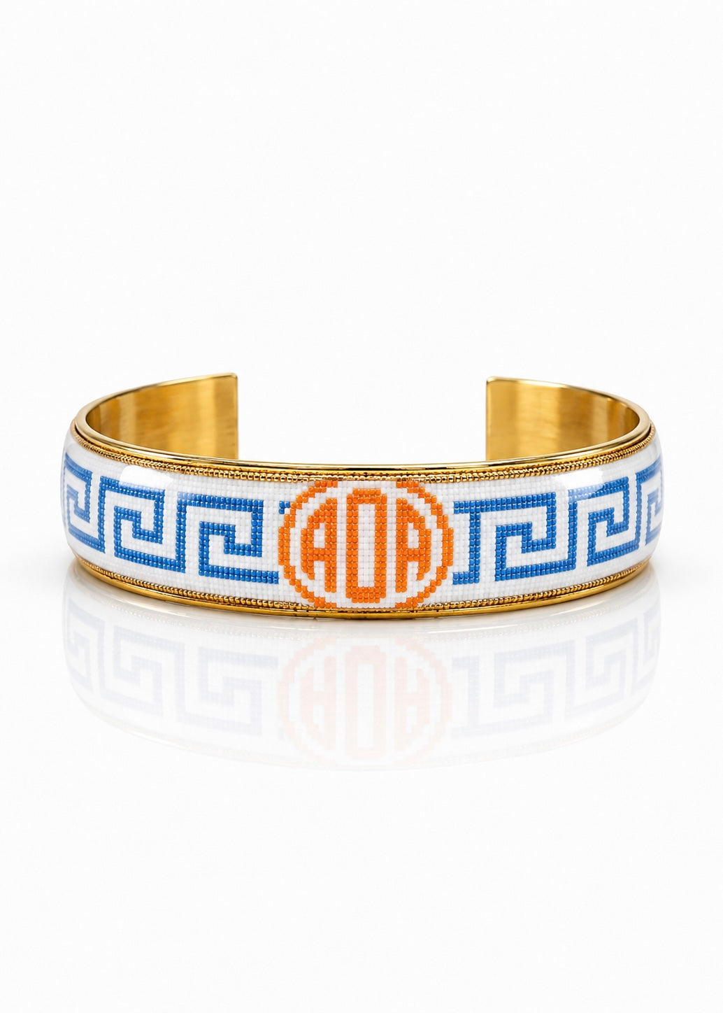 Art Deco Monogram - Greek Key Blue/Orange