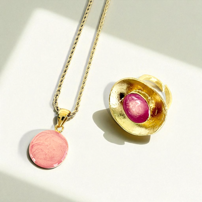 Round Necklace - Papaya - Gold