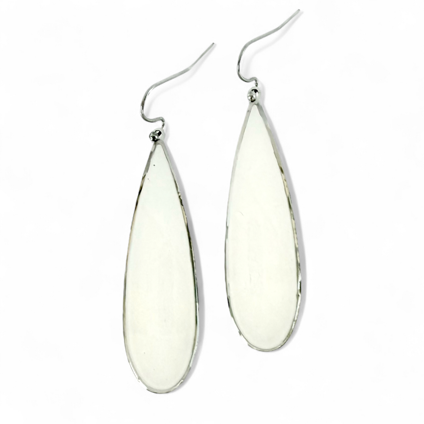 Pearl White Teardrop Earrings - Silver