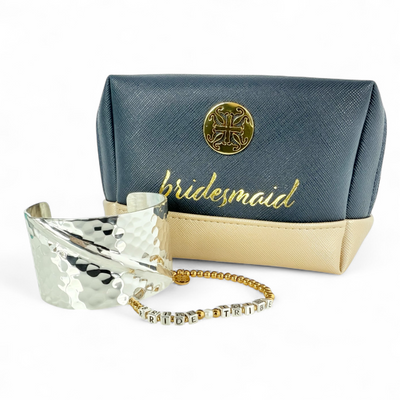 BRIDE TRIBE - Block Letter - Pearl - Silver + Bridesmaids Bag