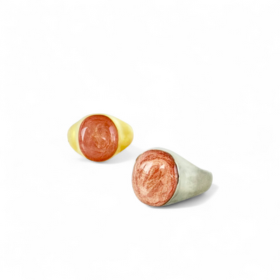 Papaya Oval Domed Ring - Silver