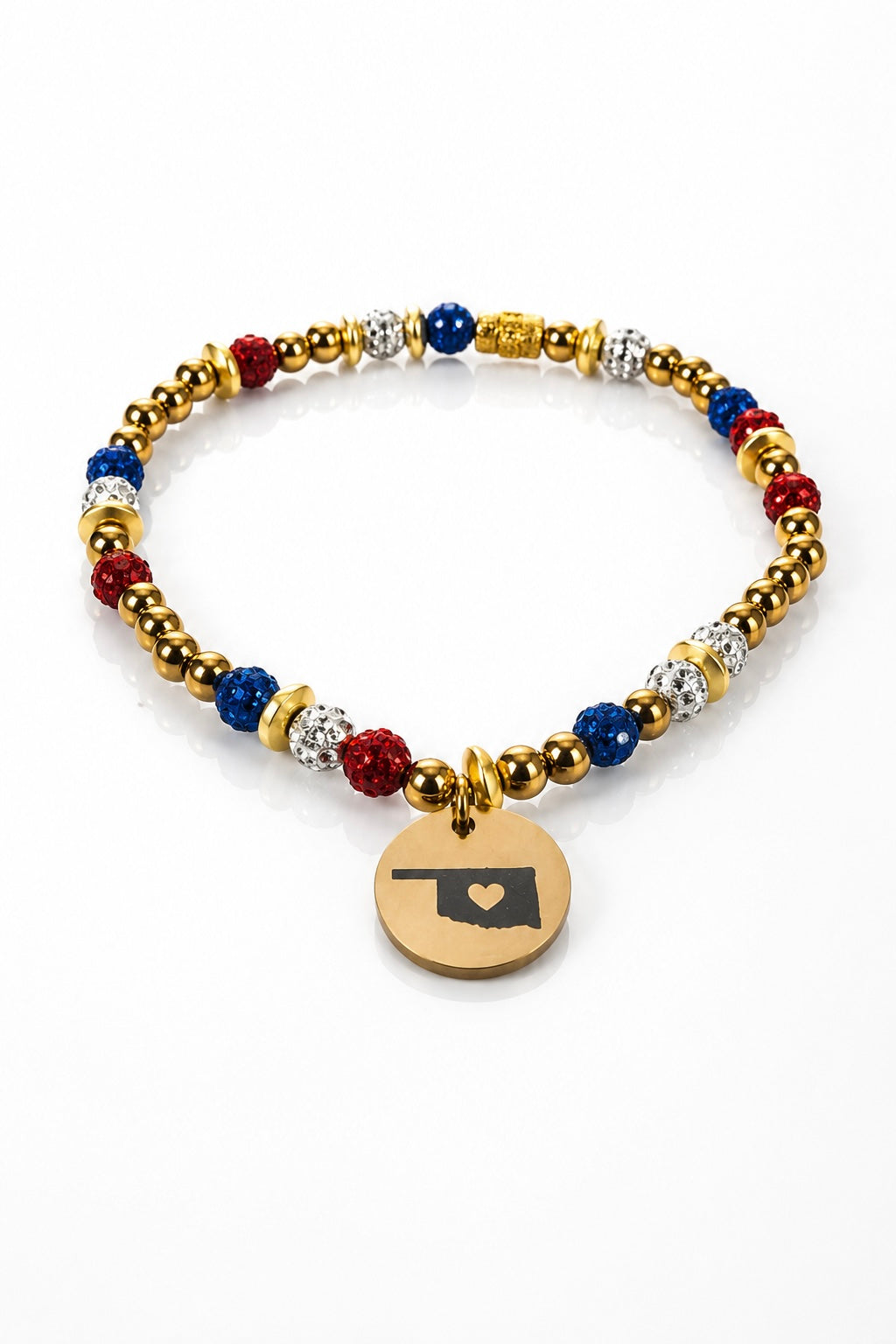 Oklahoma Red, White, and Blue Charm Bracelet