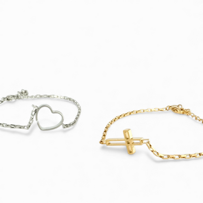 Day 8: Cross Chain Bracelet - Gold + Santa Pouch