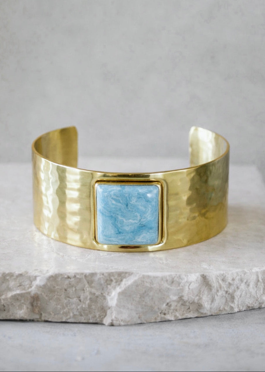 Telluride 1.0 Inch Square Gold - Light Blue