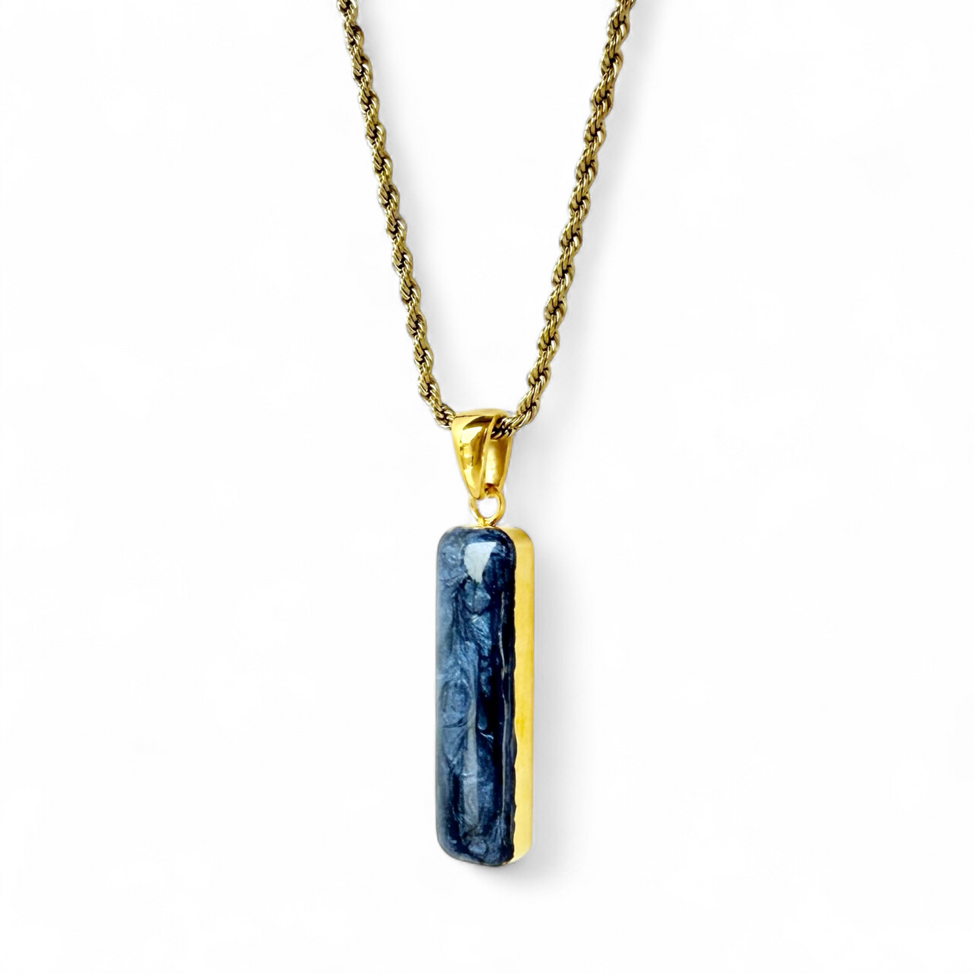 Vertical Necklace Gold - Blue
