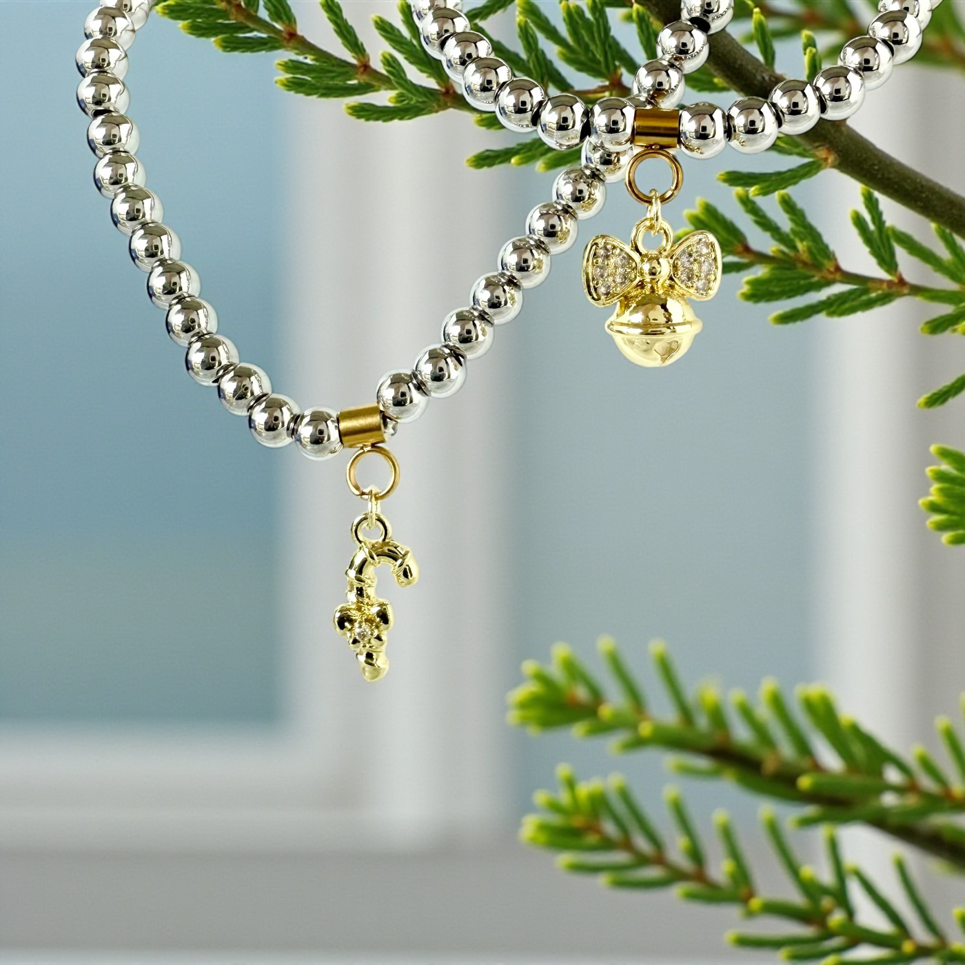 Day 3: Mini Pavé Candy Cane Charm - Gold + Santa Pouch