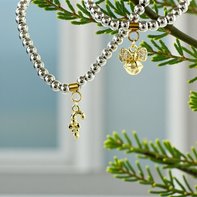 Day 3: Mini Pavé Candy Cane Charm - Gold + Santa Pouch