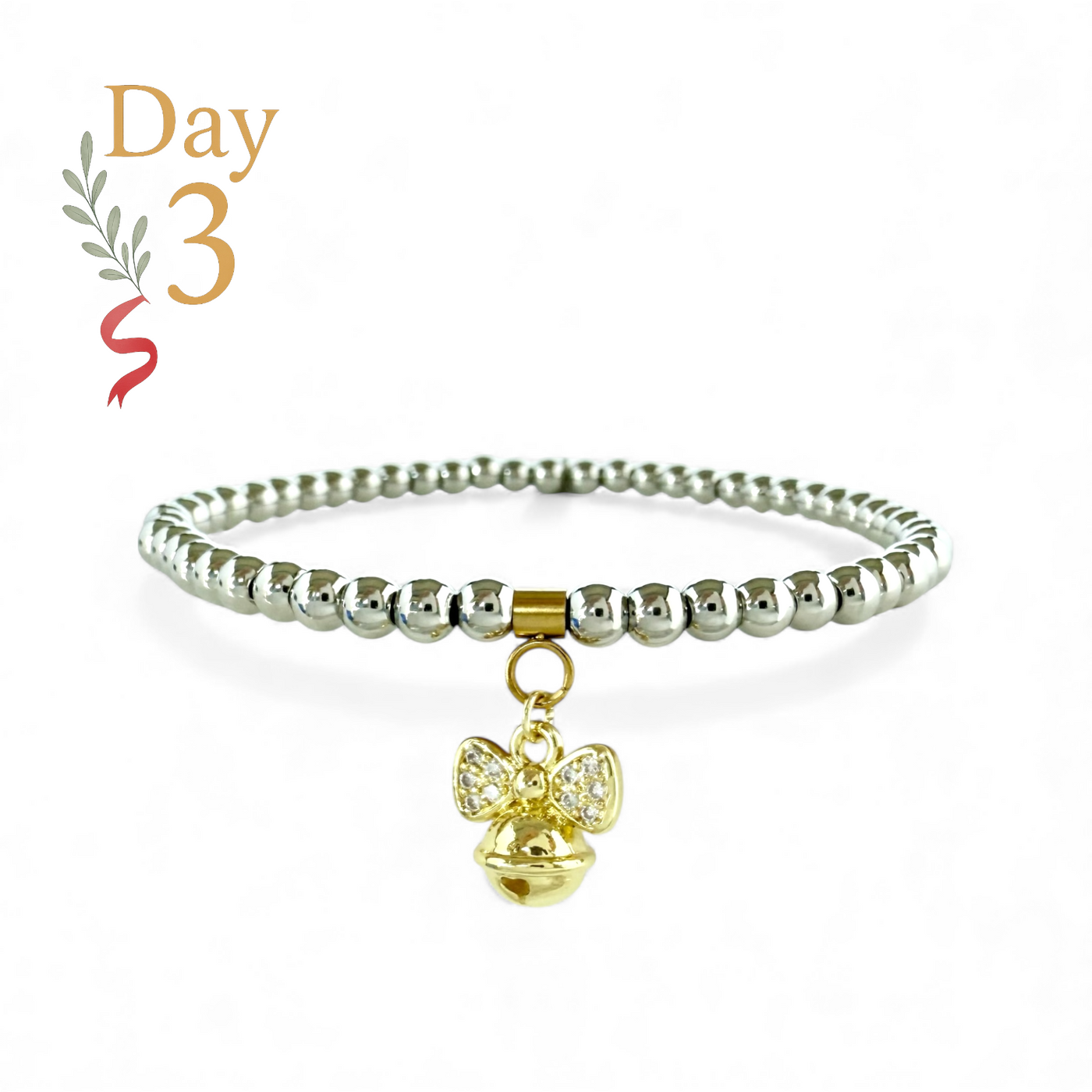 Day 3: Mini Pavé Jingle Bell Charm - Gold + Santa Pouch