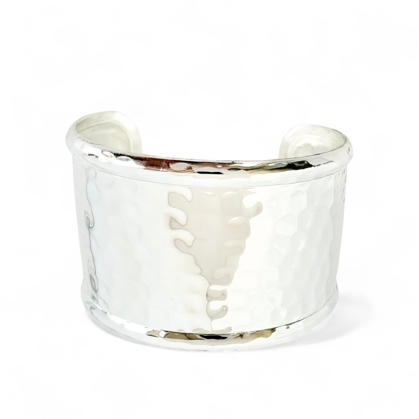 1.5 Hammered Rimmed Cuff - Silver