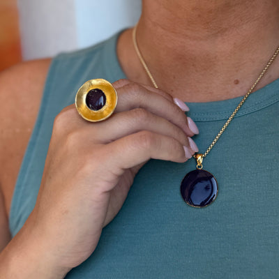 Round Necklace - Plum - Gold