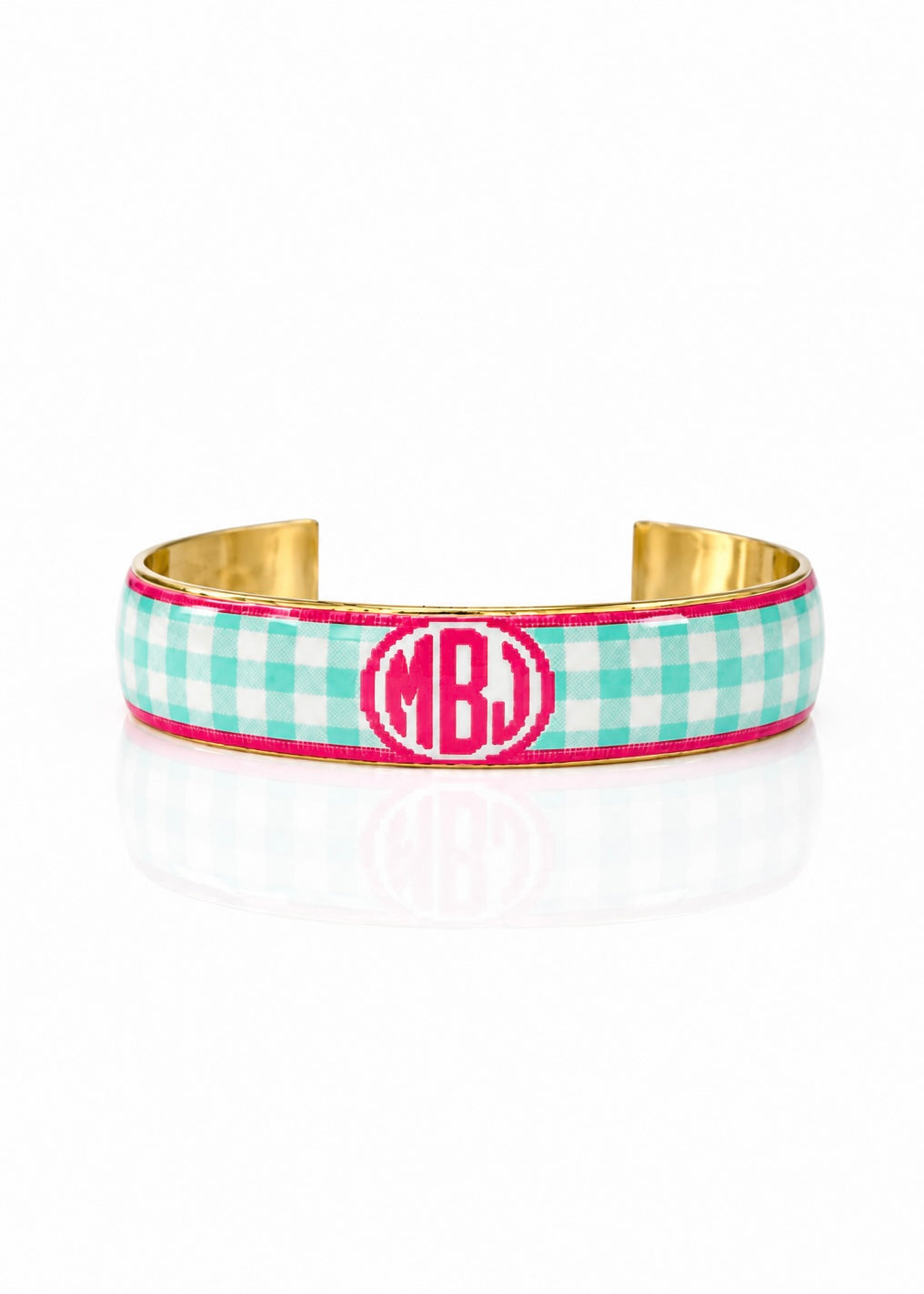 Art Deco Monogram - Gingham Teal