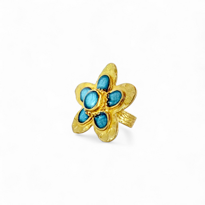 St. Tropez Quinpetal Ring - Sea Glass - Gold