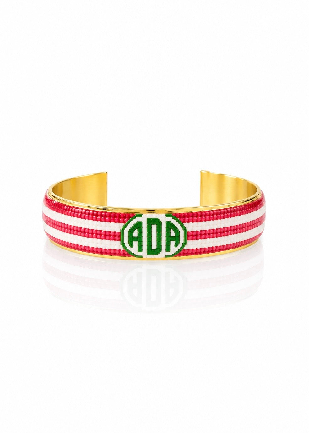 Art Deco Monogram - Horizontal Stripes Pink