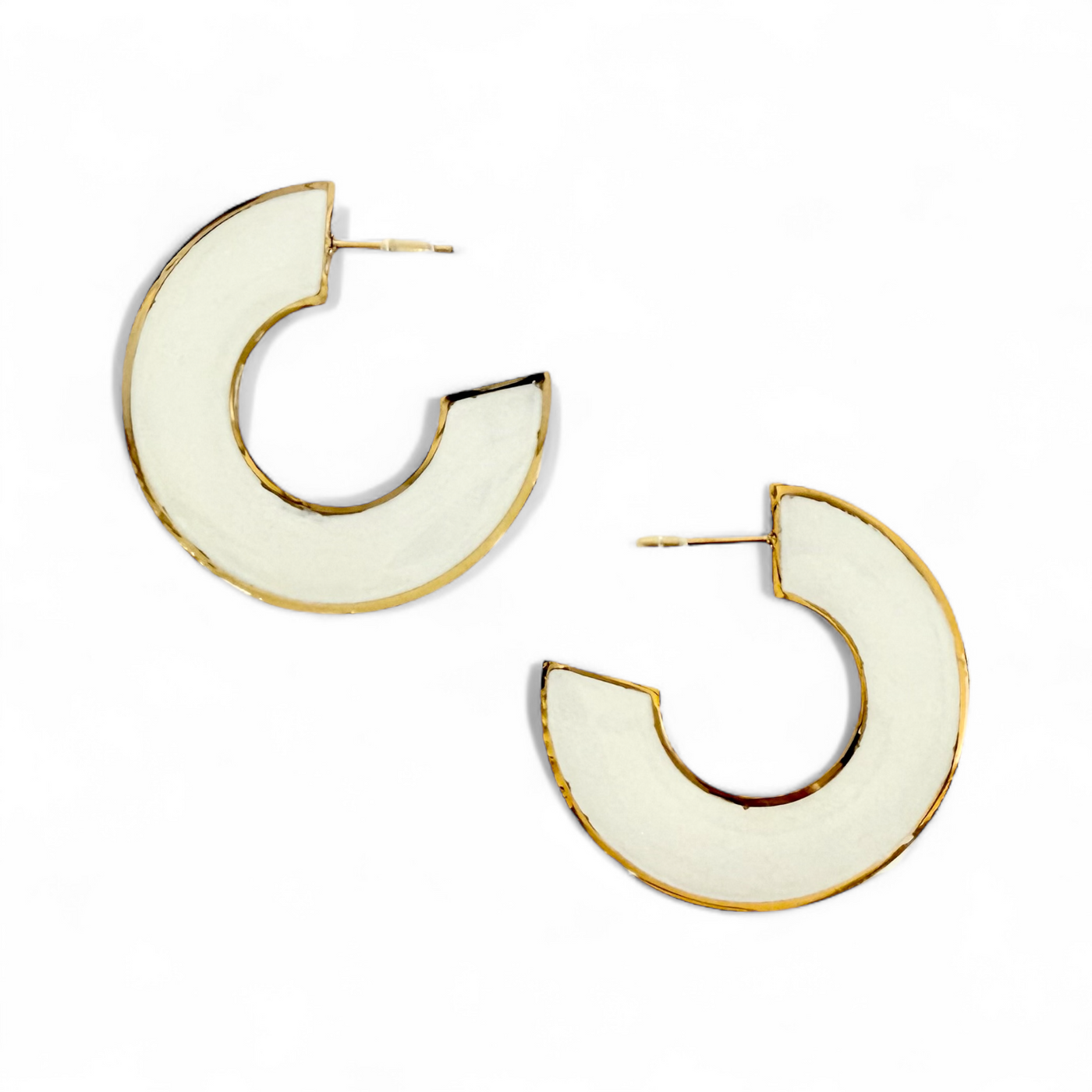 Pearl White Moon Earring - Gold