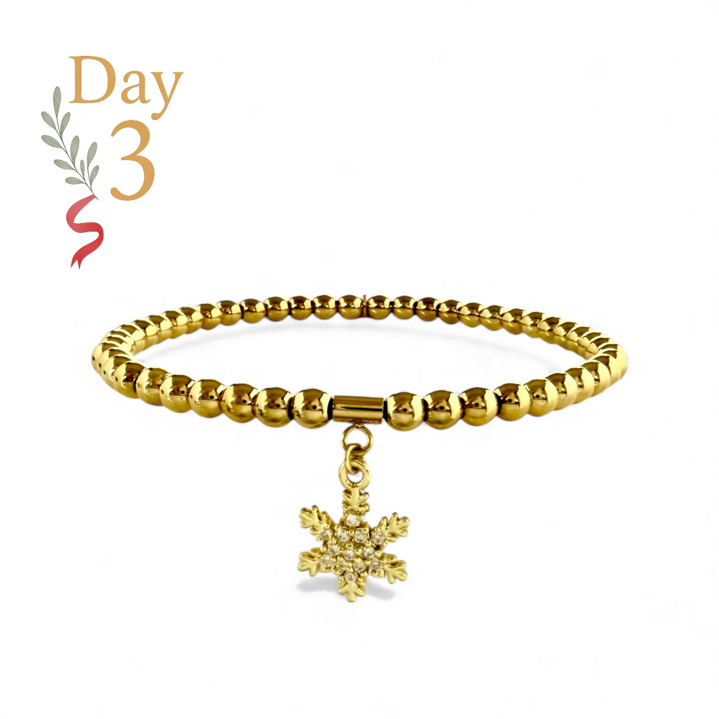 Day 3: Mini Pavé Snowflake Charm - Gold + Santa Pouch