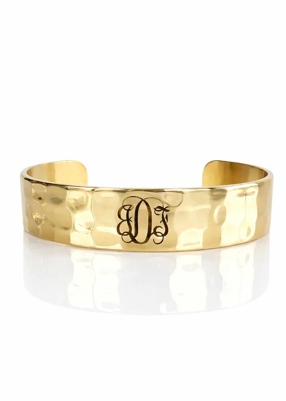 .5 Custom Engraved Monogram Gold Cuff - Vine Font