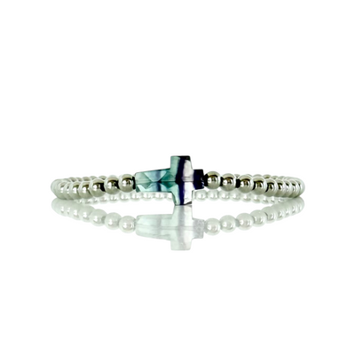 Cross Etched Gemstone - Ombre Jewel Toned - Silver