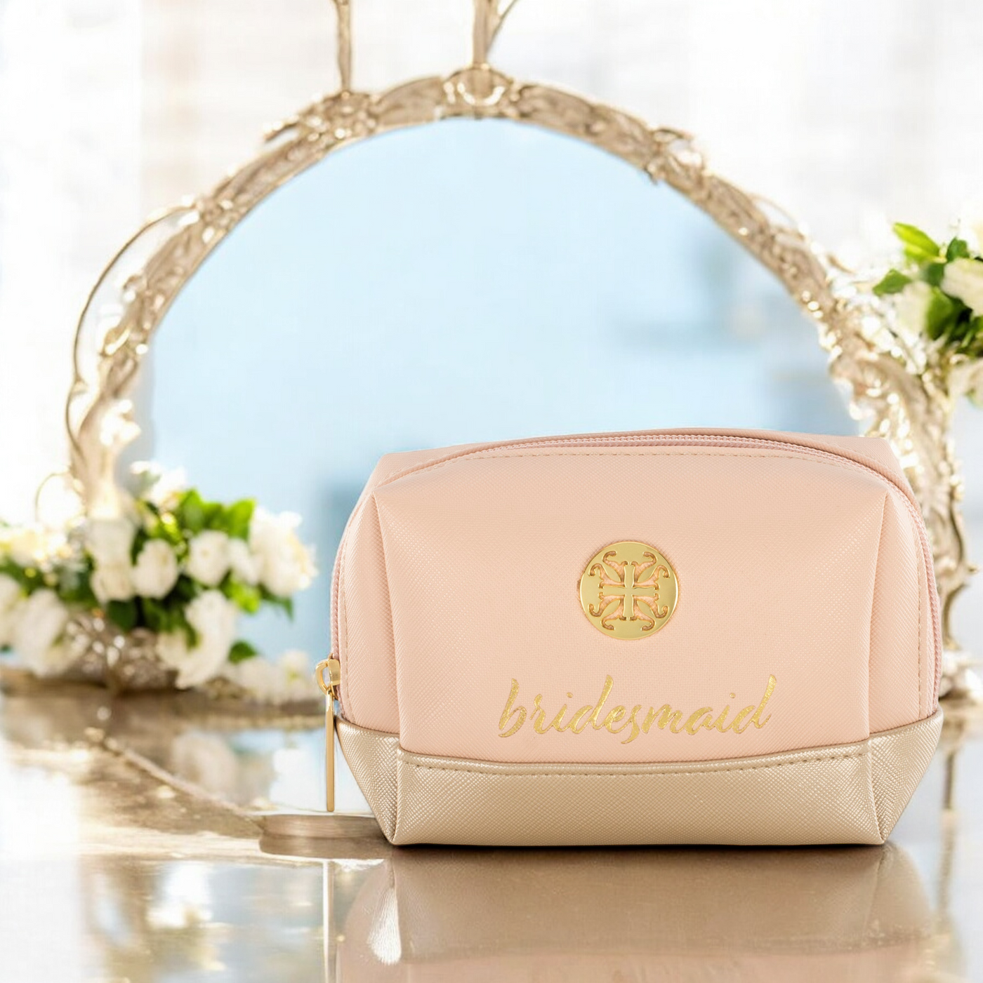 Bridesmaid Cosmetic Bag - Blush and Gold