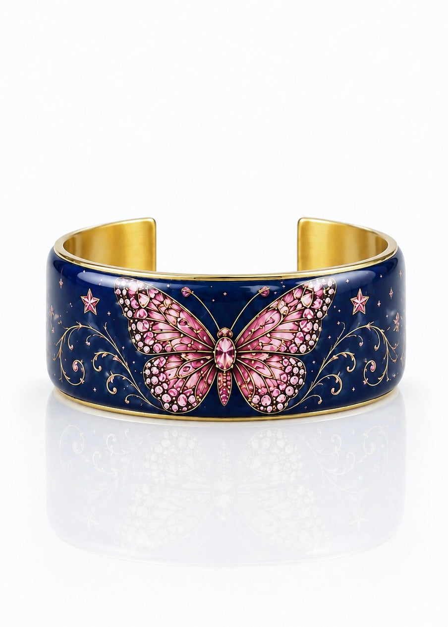 The Dolly Art Deco Collection - Pink Butterly/Purple Background (1 inch)