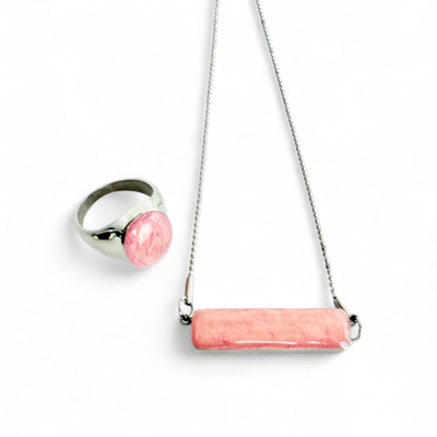 Horizontal Bar Necklace Papaya - Silver