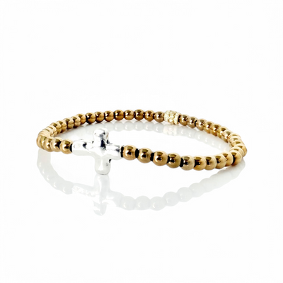 Sideways Silver Cross - Gold