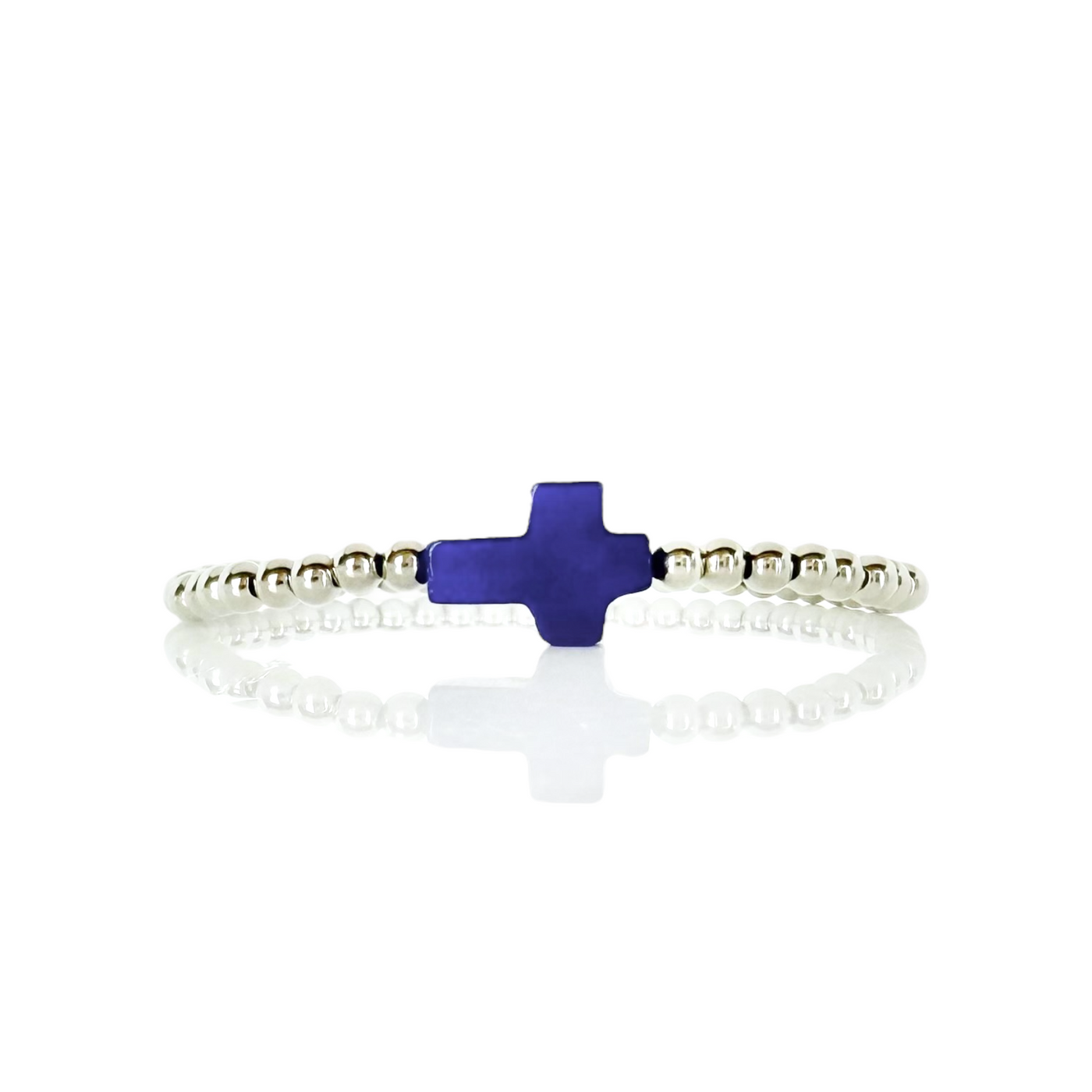Gemstone Cross - Cobalt Jade - Silver