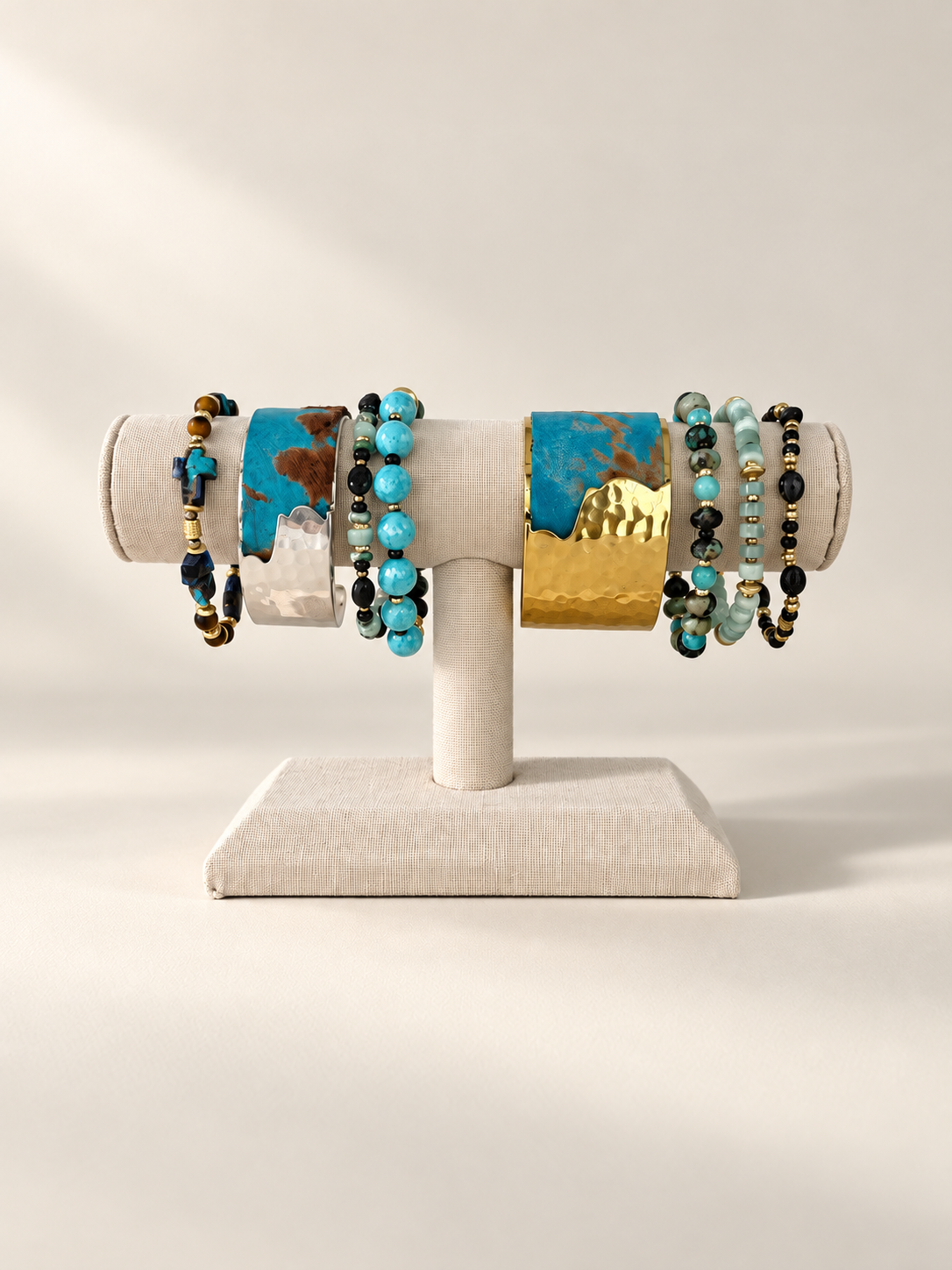 Woodland Blue - Turquoise  Brazilian calfskin Dallas (Gold) 1.5 inch