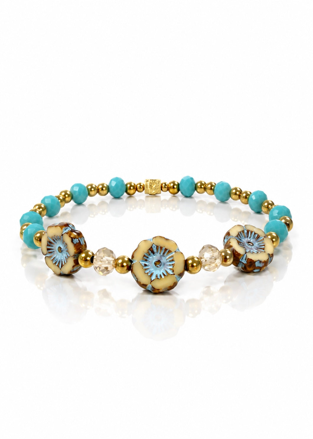 Pressed Flowers - Beige/ Turquoise