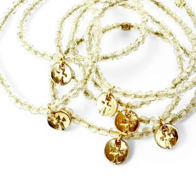 Eve - Golden Dew Circle Embossed Cross with Gold